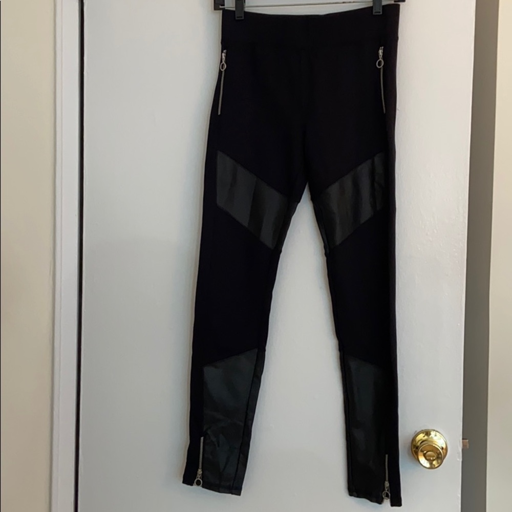 All Saints leggings with leather details
